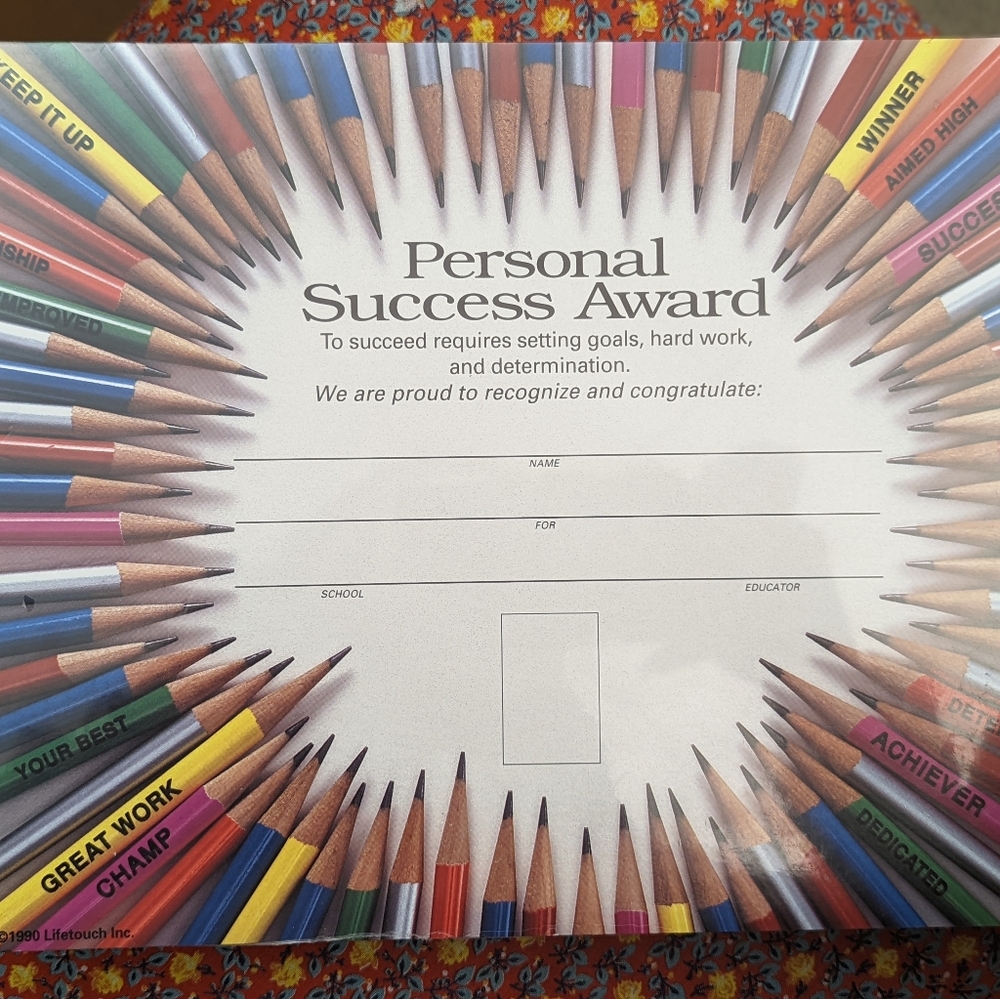 Personal Success Awards.  Pack of 500  teachers and moms